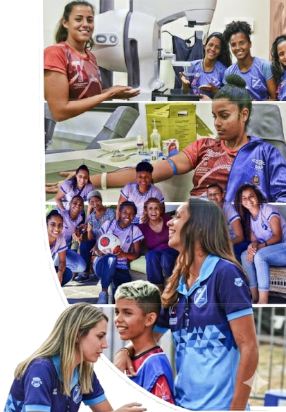 imagem com atletas em projetos sociais